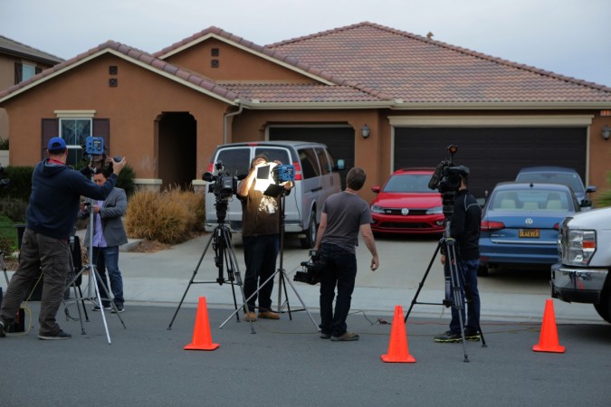 Media report from 160 Muir Woods Road in Perris, California, from where authorities rescued 13 malnourished children reportedly held captive by their parents, on January 15, 2018 Turpin residence