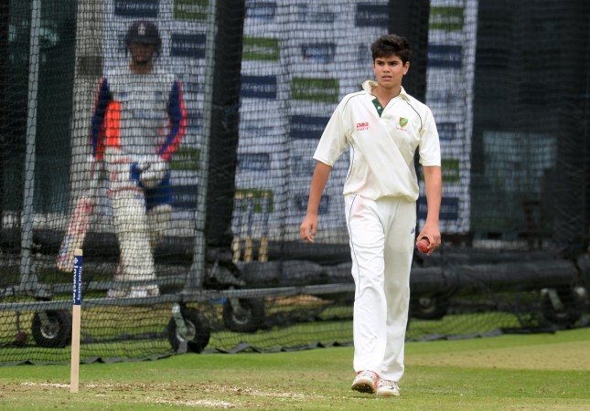 A file picture of Arjun Tendulkar at England's 'net' session at Lord's on July 15, 2015. Arjun Tendulkar