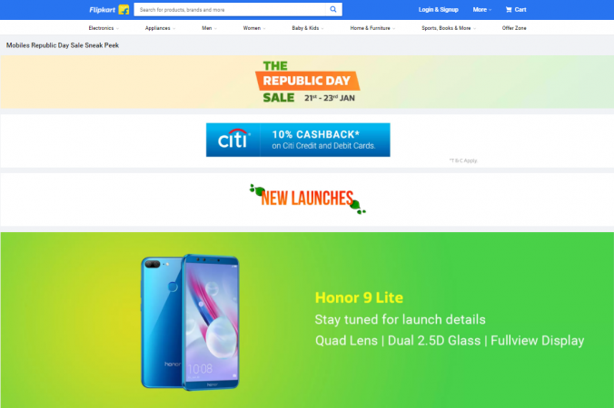 The Flipkart Republic Day Sale banner on Flipkart.com (screenshot). Flipkart Republic Day Sale