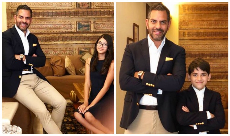 Sunjay Kapur with his kids Sunjay Kapur with his kids