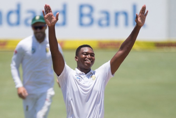 Lungi Ngidi celebrates after dismissing Mohammed Shami on Wednesday (January 17) in the second Test. Lungi Ngidi