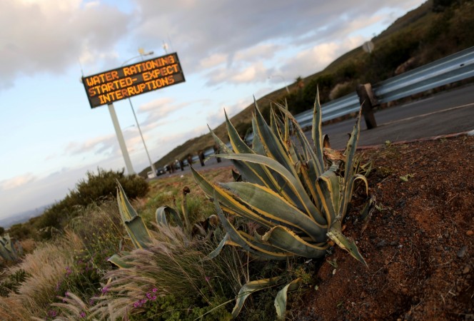 Sign warning residents of water restrictions is seen in Cape Town, South Africa, October 25, 2017. Sign warning residents of water restrictions is seen in Cape Town, South Africa