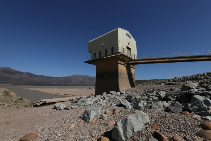 Water levels are seen at about 24 percent full at Voelvlei Dam, one of the regions largest water catchment dams, near Cape Town, South Africa, November 8, 2017. Water levels are seen at about 24 percent full at Voelvlei Dam
