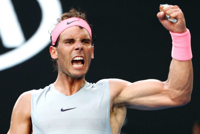 Rafael Nadal of Spain celebrates winning a point in his fourth round match against Diego Schwartzman of Argentina on day seven of the 2018 Australian Open at Melbourne Park on January 21, 2018 in Melbourne, Australia. Rafael Nadal