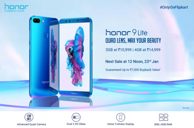 The next Honor 9 Lite flash sale will be held on January 23 on Flipkart (screenshot) Honor 9 Lite on Flipkart