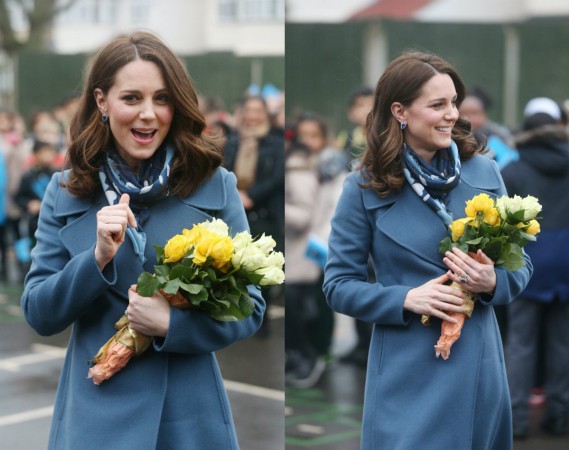 Duchess of Cambridge, Kate Middleton, holding a bouquet of flowers Kate Middleton