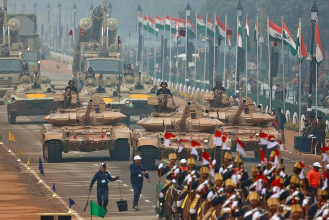 Indian soldiers in tanks take part in a full dress rehearsal for the Republic Day parade in New Delhi, India, January 23, 2018. Indian soldiers in tanks take part in a full dress rehearsal for the Republic Day parade