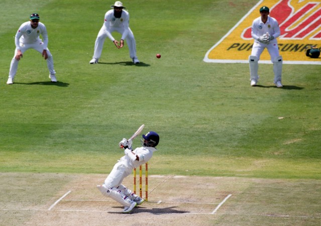 India'a Ajinkya Rahane takes evasive action during the 3rd day of the 3rd Test against South Africa in Johannesburg on Friday (January 26). Ajinkya Rahane
