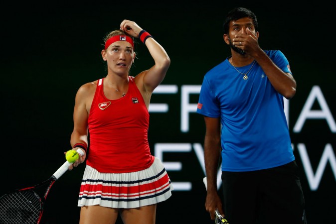 Rohan Bopanna of India and Timea Babos of Hungary during Australian Open 2018 mixed doubles final on Sunday, January 28. Rohan Bopanna and Timea Babos