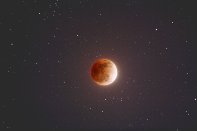 Artist's enhancement of a full eclipsed Moon. Super Blue Blood Moon