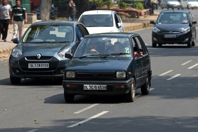 A Maruti Suzuki 800 car is pictured on a road in New Delhi on March 16, 2014 Maruti Suzuki