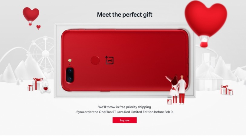 OnePlus 5T Lava Red on Valentine's Day