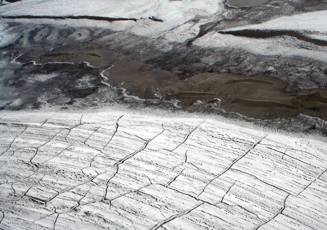 The crack pattern in Arctic permafrost. Arctic permafrost