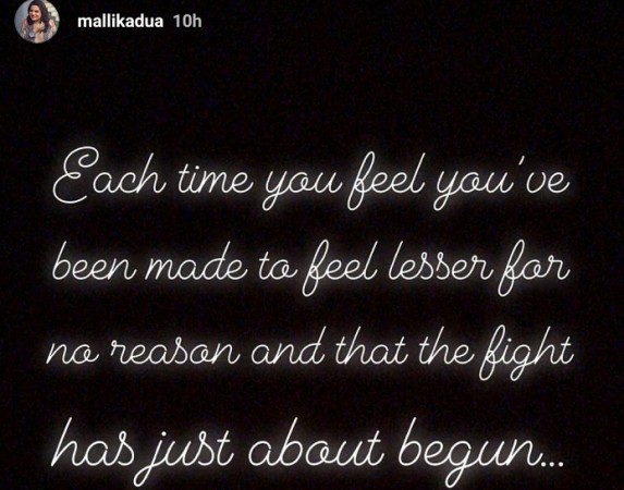 A screenshot from Mallika Dua's Instagram story Mallika Dua