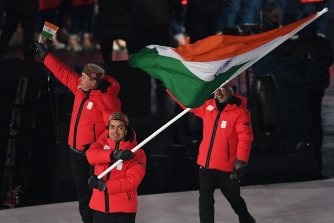 Indias flagbearer Shiva Keshavan leads the delegation parade during the opening ceremony of the Pyeongchang 2018 Winter Olympic Games at the Pyeongchang Stadium on February 9, 2018. Shiva Keshavan
