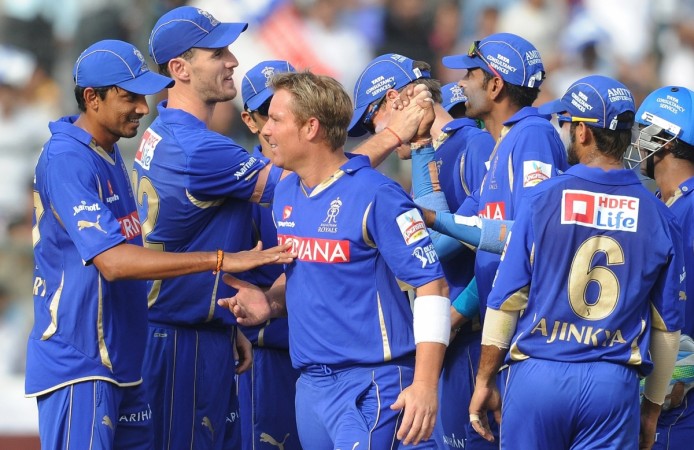 Shane Warne (center) played for the Rajasthan Royals between 2008 and 2011 Shane Warne