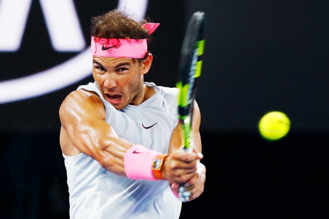 File photo: Rafael Nadal of Spain plays a backhand in his Australian Open quarter-final match against Marin Cilic of Croatia on January 23, 2018. nadal