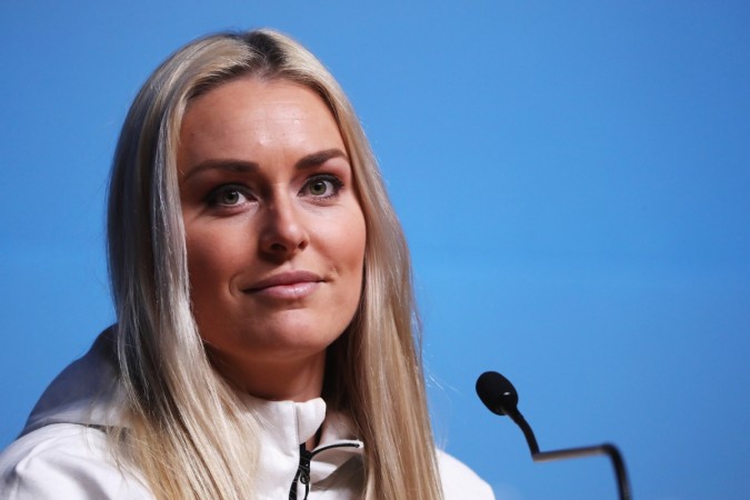 United States alpine skier Lindsey Vonn attends her press conference at the Main Press Centre during previews ahead of the PyeongChang 2018 Winter Olympic Games on February 9 lindsey vonn