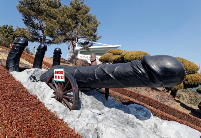Penis cannon A statue is pictured in South Korea's Haeshindang Park, also know as