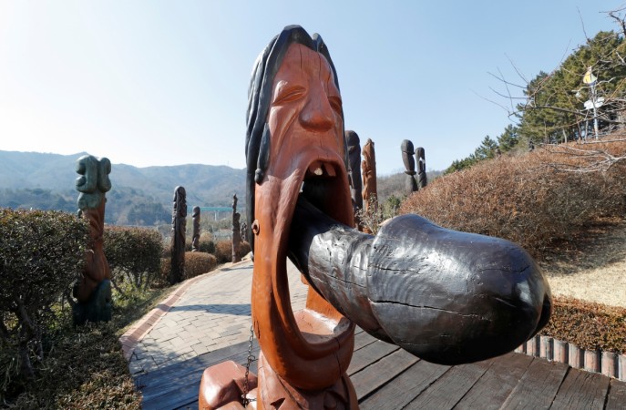 A statue is pictured in South Korea's Haeshindang Park, also know as A statue is pictured in South Korea's Haeshindang Park, also know as