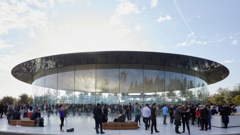 Apple Steve Jobs Theater shares the same design as the main HQ in Cupertino, California Apple Steve Jobs Theater