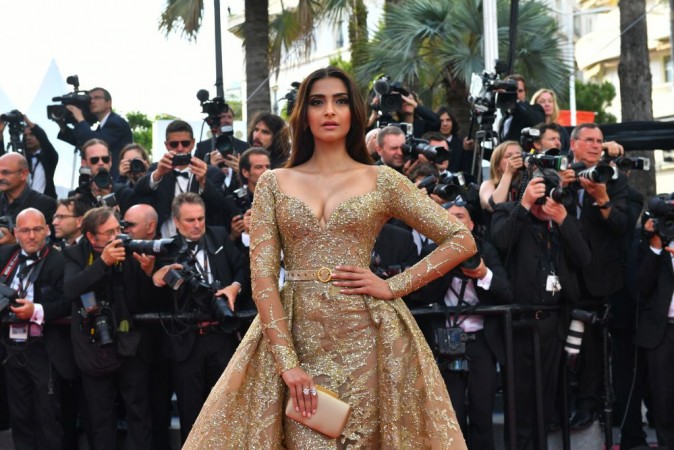 Indian actress Sonam Kapoor poses at the screening of a film in the 70th edition of the Cannes Film Festival in Cannes. Sonam Kapoor