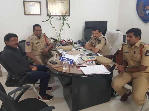 Ram Gopal Varma during police interrogation Ram Gopal Varma