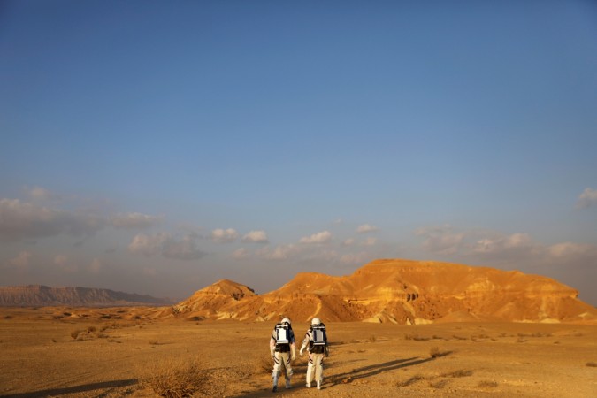 Israeli scientists participate in an experiment simulating a mission to Mars, at the D-MARS Desert Mars Analog Ramon Station project of Israel's Space Agency, Ministry of Science, near Mitzpe Ramon, Israel, February 18, 2018. Mars simulation experiment