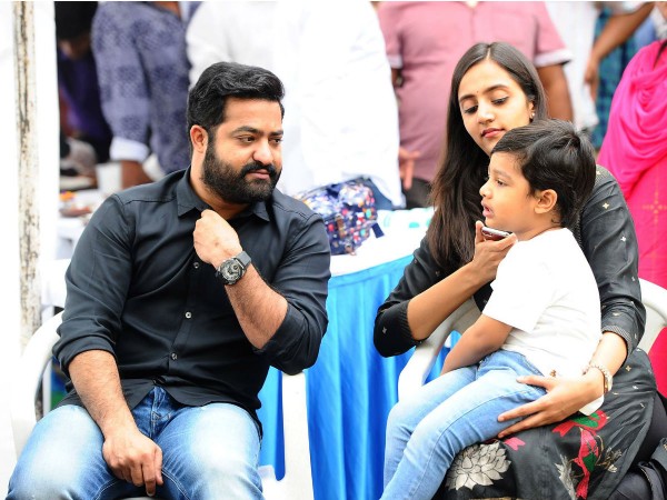 Jr NTR with his wife Lakshmi Pranathi and son Abhay Ram