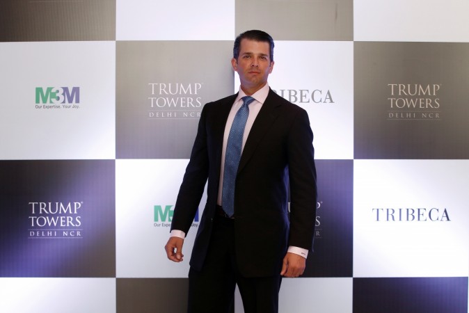 Donald Trump Jr. poses for photographers during a photo opportunity before start of a meeting in New Delhi, India, February 20, 2018. Donald Trump Jr
