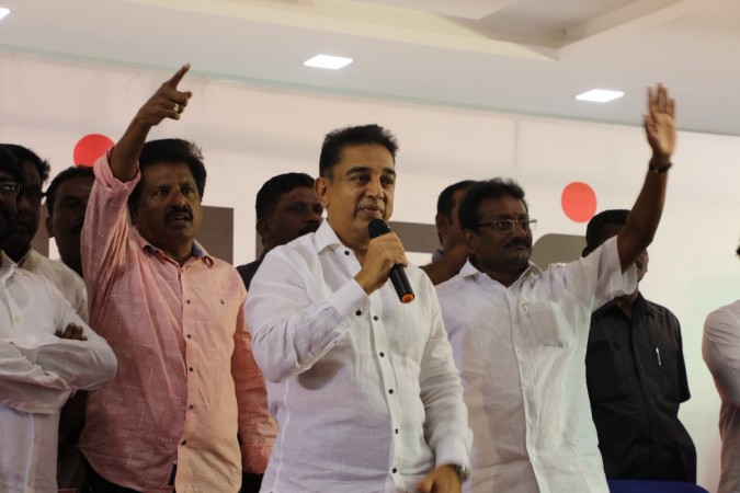 Kamal Haasan at a public meeting Kamal Haasan at a public meeting