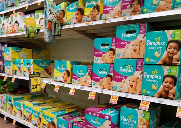A display of Pampers diapers A display of Pampers diapers