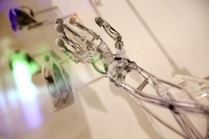A 3D printed prosthetic arm is displayed in the exhibition '3D: printing the future' in the Science Museum on October 8, 2013, in London, England. The exhibition, which opens to the public tomorrow, features over 600 3D printed objects ranging from replacement organs, artworks, aircraft parts and a handgun. 3D printed arm