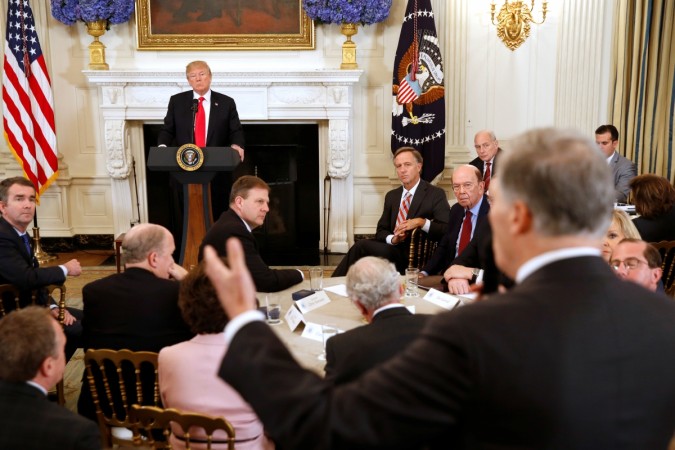 Trump addressing the event at the White House. trump