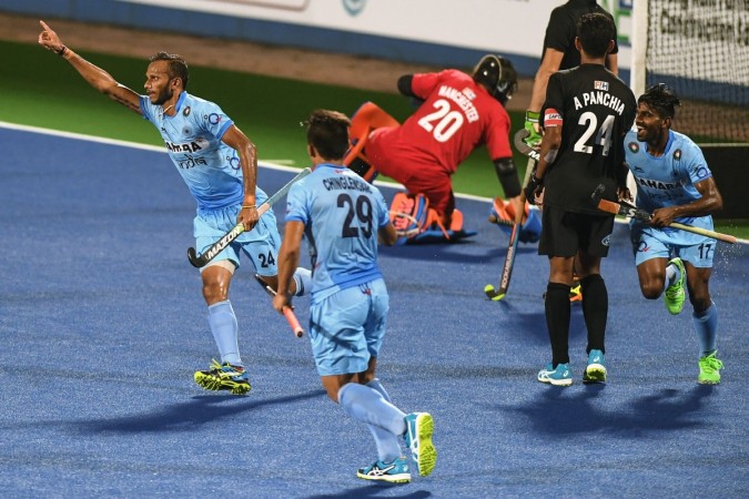 India's Sunil Sowmarpet (L) celebrates after scoring against New Zealand during their 3rd and 4th placing match of the 2017 Sultan Azlan Shah men's field hockey tournament at Azlan Shah stadium in Malaysia's northern town of Ipoh on May 6, 2017 India's Sunil Sowmarpet (L) celebrates after scoring against New Zealand during their 3rd and 4th placing match of the 2017 Sultan Azlan Shah men's field hockey tournament at Azlan Shah stadium in Malaysia's northern town of Ipoh on May 6, 2017