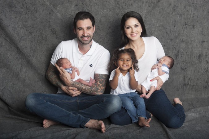 Sunny Leone and husband Daniel Weber with their babies Sunny Leone