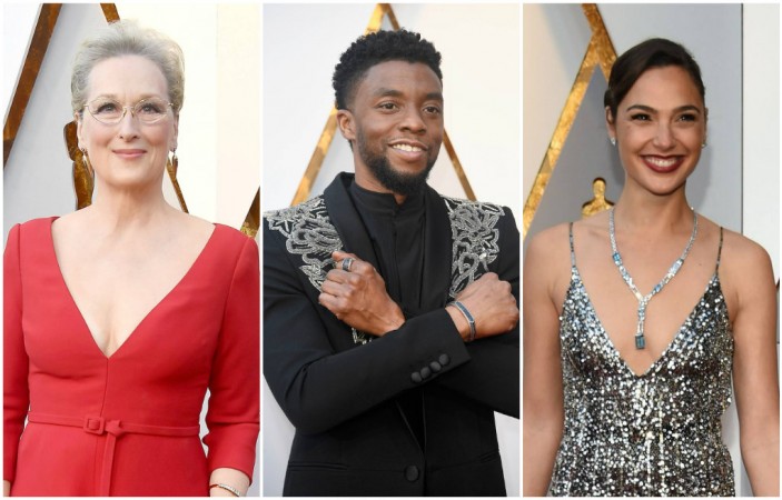 (L to R) Meryl Streep, Chadwick Boseman and Gal Gadot at the Oscars 2018. (L to R) Meryl Streep, Chadwick Boseman and Gal Gadot at the Oscars 2018.