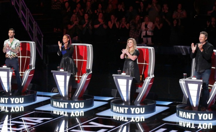 The Voice coaches (from left) Adam Levine, Alicia Keys, Kelly Clarkson and Blake Shelton giving a standing ovation to a performance The Voice coaches (from left) Adam Levine, Alicia Keys, Kelly Clarkson and Blake Shelton giving a standing ovation to a performance