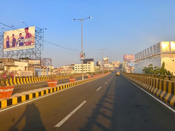 The flyover comprises six-lane main carriageway and three-lane service road. Telugu Talli flyover