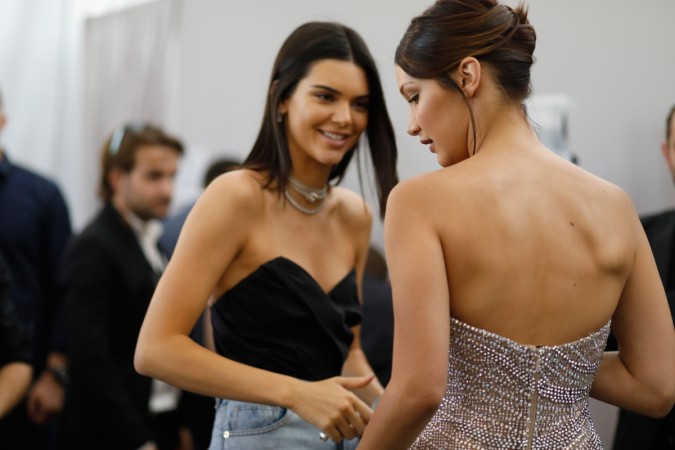 Bella Hadid (R) and Kendall Jenner (L) backstage at the Fashion for Relief event during the 70th annual Cannes Film Festival Bella Hadid and Kendall Jenner