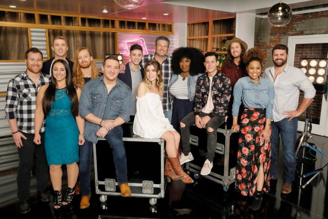 Blake Shelton with his team members on The Voice Blake Shelton with his team members on The Voice
