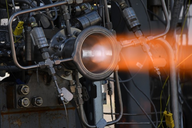 3D printed nozzle going through hot-fire test 3D printed nozzle