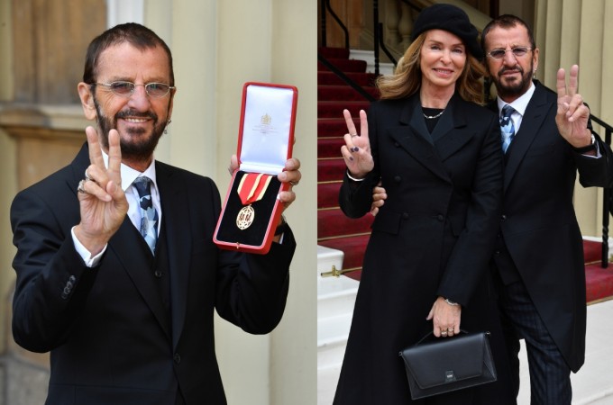 Ringo Starr, whose real name is Richard Starkey, poses after receiving his Knighthood at an Investiture ceremony at Buckingham palace in London, Britain, March 20, 2018. Ringo Starr, whose real name is Richard Starkey, poses after receiving his Knighthood at an Investiture ceremony at Buckingham palace in London, Britain, March 20, 2018.