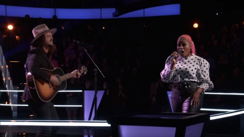 Team Adam's Miya Bass and Drew Cole perform on The Voice season 14. Team Adam's Miya Bass and Drew Cole perform on The Voice season 14.