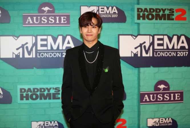 Hong Kong rapper Jackson Wang arrives at the 2017 MTV Europe Music Awards at Wembley Arena in London, Britain, November 12, 2017. Hong Kong rapper Jackson Wang