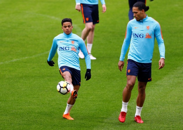 Justin Kluivert (left) was part of the Netherlands squad that lost to England in a friendly Justin Kluivert