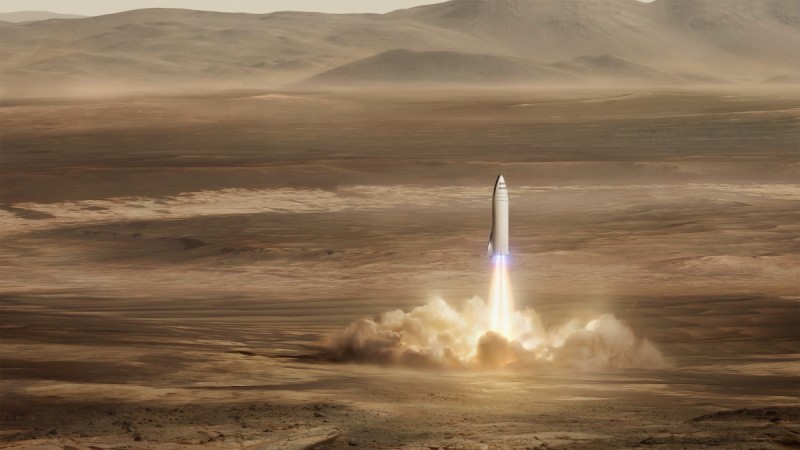 BFR touching down on Mars- expected to happen in 2024 BFR landing on Mars