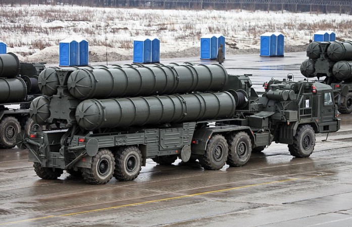S-400 Triumf air defence system transporter erector launcher. S-400 Triumf air defence system transporter erector launcher