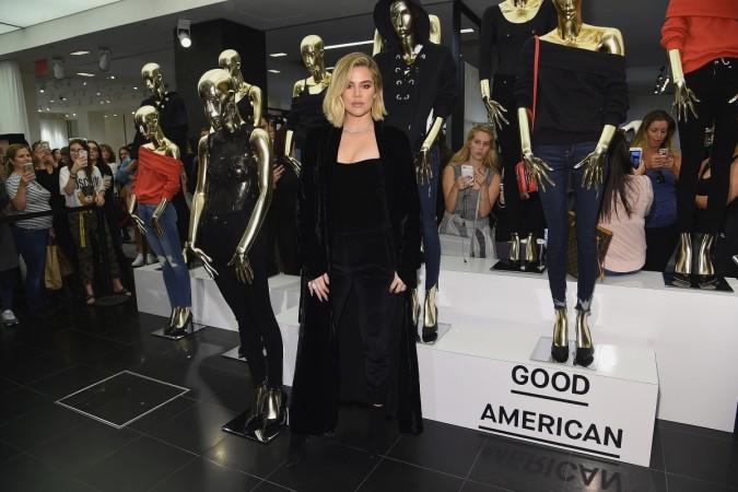 Khloe Kardashian celebrates the launch of Good American with Emma Grede at Bloomingdale's on October 28, 2017 in New York City. Khloe Kardashian