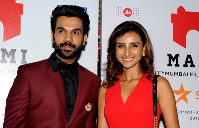 Indian Bollywood actors Rajkummar Rao (L) and Patralekha attend the special screening of National Award winning director Hansal Mehta's Hindi film 'Aligarh' at 'Jio MAMI 17th.Mumbai Film Festival' in Mumbai on October 30, 2015. Rajkummar Rao